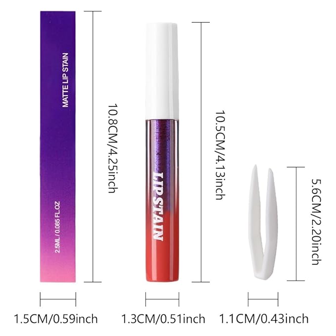 evpct 3Pcs Maroon Mauve Red Nude Brown Peel Off Lip Stain Tints, Matte Liquid Lipstick Lip Stain Long Lasting Waterproof for Women, Longwear Lipstick Peel Off Highly Pigmented Smudge-proof Easy Apply