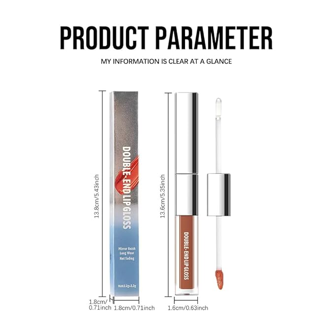 Dual-Ended Lip Stain & Lip Oil – 2-in-1 Matte Color and Hydrating Gloss, Long-Lasting Non-Sticky Lip Tint, Nourishing Moisture & Glassy Shine for Day-to-Night Looks 03#