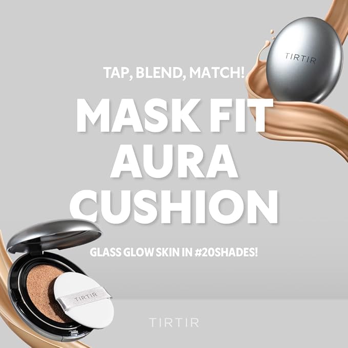 TIRTIR Mask Fit Aura Silver Cushion Foundation | Semi-glow Finish, Natural Coverage, Moisturizing, Lightweight, Korean cushion foundation (#27N Camel, Full Size, 0.63 Fl Oz)