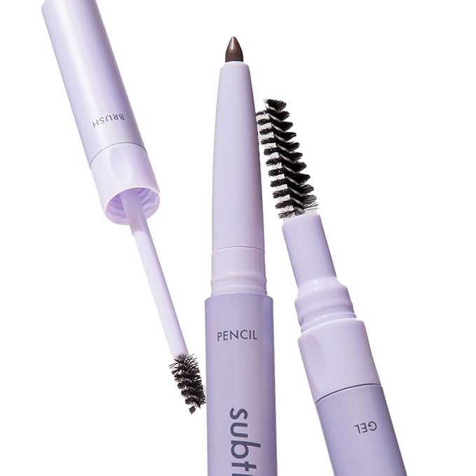 3-in-1 Brow Pencil - Vegan, Smudge-Proof, with Spoolie Brush and Clear Gel - Best Eyebrow Pencil for Fluffing, Filling, and Setting Brows, Black