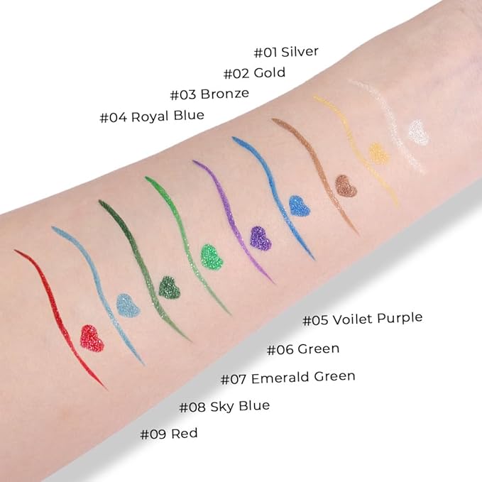 evpct 1Pcs Sky Blue Glitter Shimmer Liquid Eyeliner Eye Makeup Pencil Pen, Pearl Blue Chrome Eyes Liner Face Glitter Makeup Fake Eyelashes Mascara Accessories, Sparkle Metallic Eyeliner Pen Waterproof