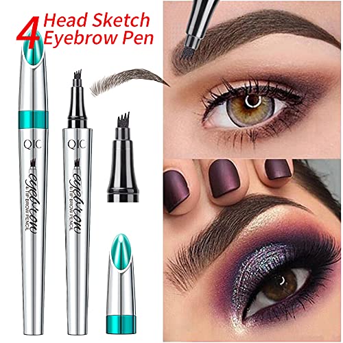 Microblading Eyebrow Pencil, Eyebrow Pen with an Upgrade Micro-Fork Tip Applicator, Waterproof Microblading Brow Pen,Last All Day, Brow Pencil for Natural Looking Brows Makeup (Reddish Brown)