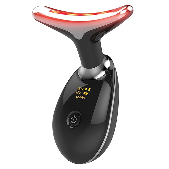 7-in-1 Deplux Face Neck Massager for Skin Care at Home, Facial Massager Glossy Black