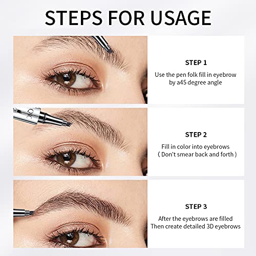Microblading Eyebrow Pencil, Eyebrow Pen with an Upgrade Micro-Fork Tip Applicator, Waterproof Microblading Brow Pen,Last All Day, Brow Pencil for Natural Looking Brows Makeup (Dark Brown)
