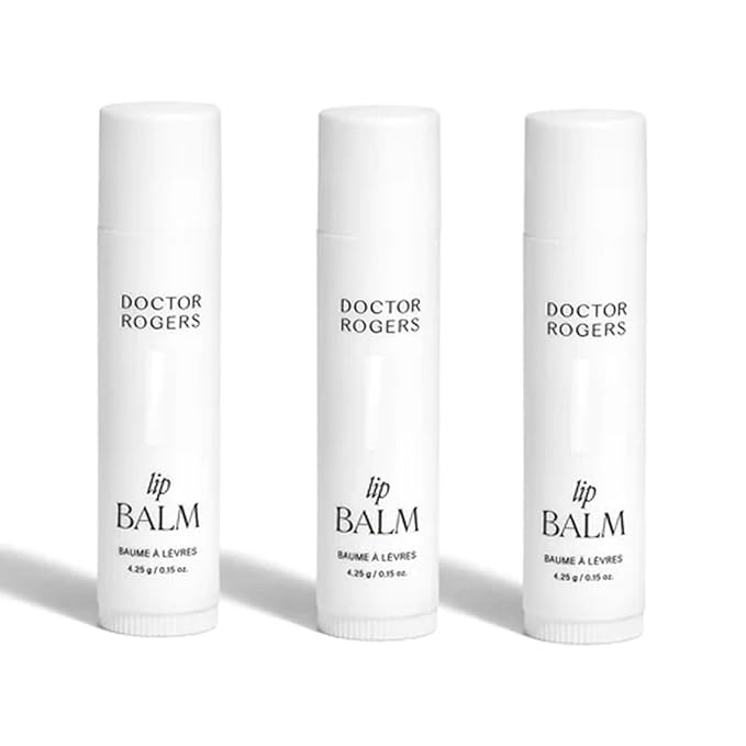 Doctor Rogers Lip Balm. Hydrating & Softening Lip Moisturizer for Very Dry Lips, Natural & Hypoallergenic, 0.15 Ounce (4.25 g), Pack of 3 tubes
