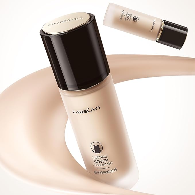 CARSLAN Lasting Cover Foundation, 24H Longlasting Full Coverage Matte Finish Face Makeup, Poreless, Lightweight, Waterproof, Oil Free Liquid Foundation, M01