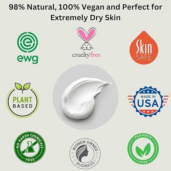 RaGaNaturals Mango Butter Moisturizing Hand & Body Cream for Dry to Very Dry, Sensitive Skin - Natural Vitamin E Face Cream - Non-Comedogenic, Unscented Lotion for Dry Skin for Women, Men, Baby - 8 Oz
