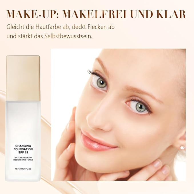 Color Changing Foundation for Mature Skin, Hydrating and Lightweight Liquid Foundations, Tone Suitable for All Skin Types (3 pcs)