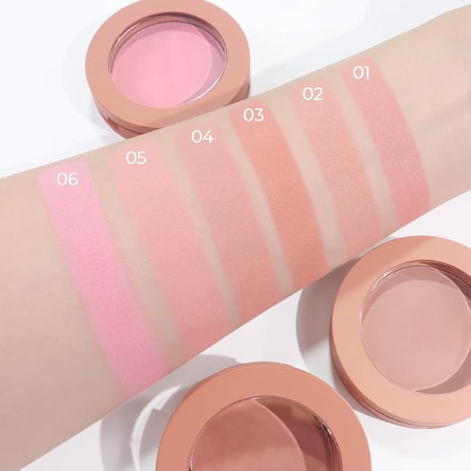 Single Warm Peach Orange Matte Powder Blush Palette Face Makeup, Blush for Looks Younger Cheeks, Monochrome Cream Blushes Lightweight Long Lasting, Blush for Women All Skin Tones Paleta de, 03