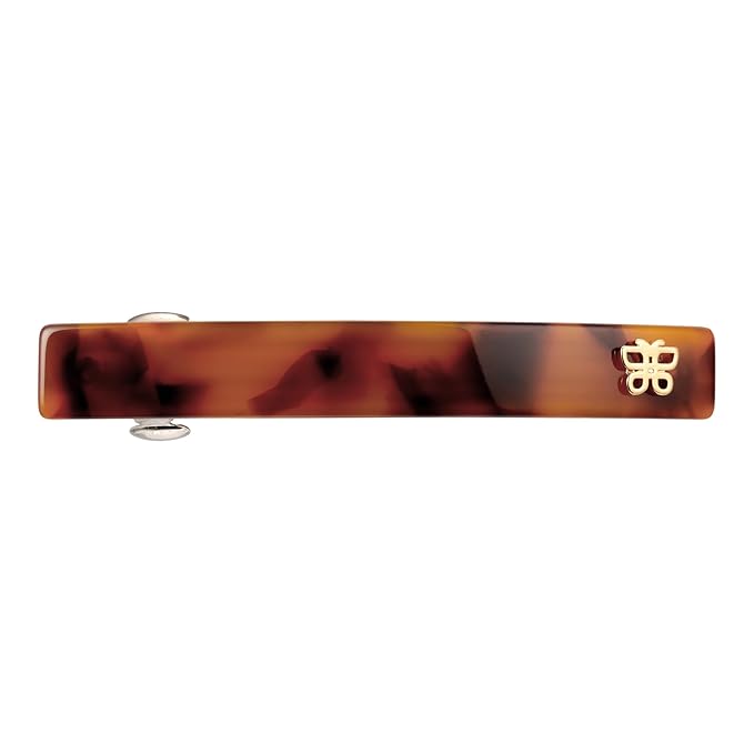 SHE'S FREE STYLE JUST FOR YOU [Chanel-style] Hair Barrettes for Women, Acetate Resin Barettes, Classic Black & White, French Hair Accessories, Anti-Slip for Half-Hair Decoration (Tortoise,3.4 inch)