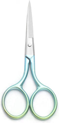 Multicolor Professional Grooming Scissors for Personal Care Facial Hair Removal and Ear Nose Eyebrow Trimming Stainless Steel Fine Straight Tip Scissors 3.9 Inch (Green)