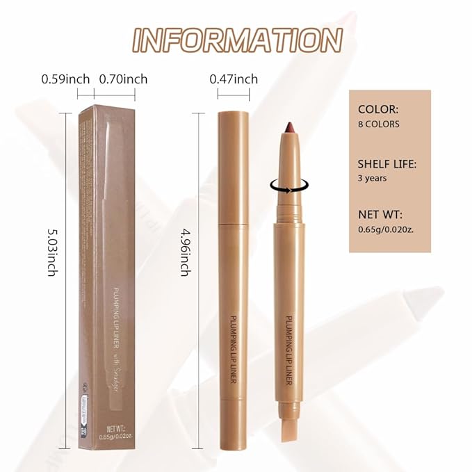 2Pcs Matte Lip Liner Pencil, Plump lip pencil liner Long-Lasting Creamy Formula, With Silicone Smudger for Define Contours & Sculpting Lip,Waterproof Non-Staining Crayon Lip Liners 05#+06#