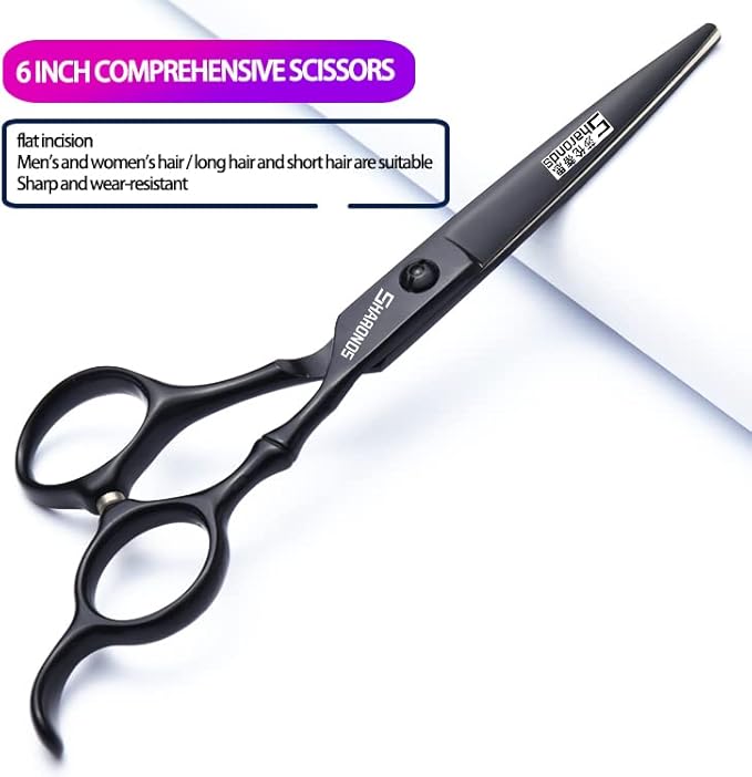 SHARONDS 6/7 Inch Professional 440C Hair Cutting Scissor Salon Hairdressing Thinning Shears Perfect for Barber and Home Use (6 in 4pc)