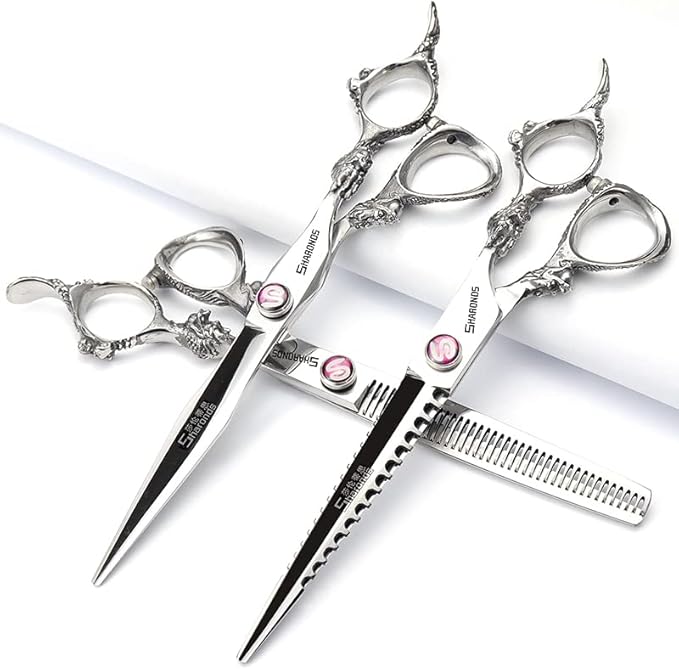 SHARONDS Hair Cutting Scissors Hairdressing Scissors Thinning Scissor Professional Barber Salon Home Shear For Men Women (7-inch 4pc)