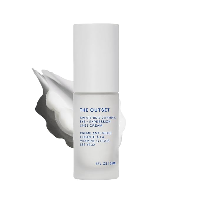 The Outset Vitamin C Smoothing Eye + Expression Lines Cream - Gentle Fragrance Free - Wrinkle Reducing, Brightening - Clean, Vegan, Gluten Free - All Skin Types Sensitive Skin - .5 fl oz