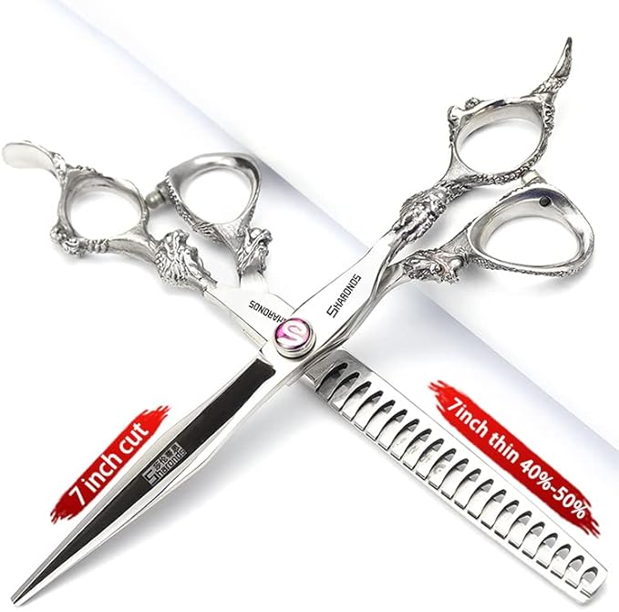 Professional Japanese Hairdressing Scissors Set - Slim Design, 7 Inch, 4 Pieces for Men or Women