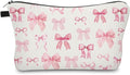 Small Makeup Bag Cosmetic Bag for Women, Pretty Design Organizer Case with Zipper Closure, Lightweight and Water-Resistant Make Up Bag - 8.65"x 5.35" x 7.08"（Bowknot）