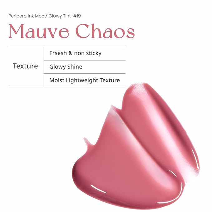 Peripera Ink Mood Glowy Tint | Lip-Plumping, Naturally Moisturizing, Lightweight, Glow-Boosting, Long-Lasting, Comfortable, Non-Sticky, No White Film (019 MAUVE CHAOS)