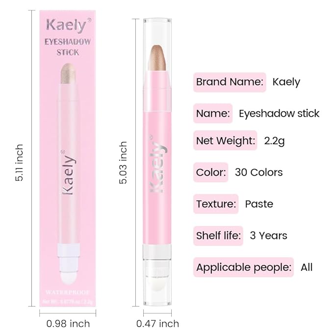 evpct 2Pcs Cream Eye Shadow Brightener Sticks Set for Eyes Waterproof, Champagne & Sand Shimmer Cream Eyeshadow Applicator Stick Long Lasting Pigmented Eye Makeup sombras en crema para ojos 17+25