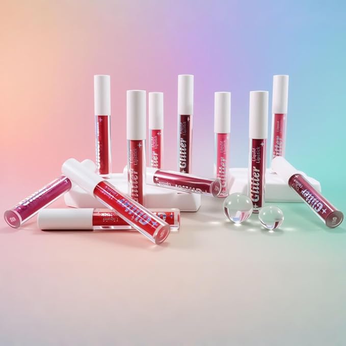 AMY'S DIARY Rose Pink Shimmer Liquid Lipstick, Shimmer Metallic Lip Gloss, Long-Lasting Waterproof Lip Color, High Shine Sparkle Makeup,Lip makeup for woman (Rose Pink 12#)