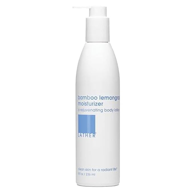 LATHER - Bamboo Lemongrass Body Moisturizer, 8 fl oz - Daily Hydrating Body Lotion - Essential Oils & Vitamins - Aloe, Seaweed, Chamomile, & Cedarwood - Vegan & Cruelty Free - Beauty & Skin Care