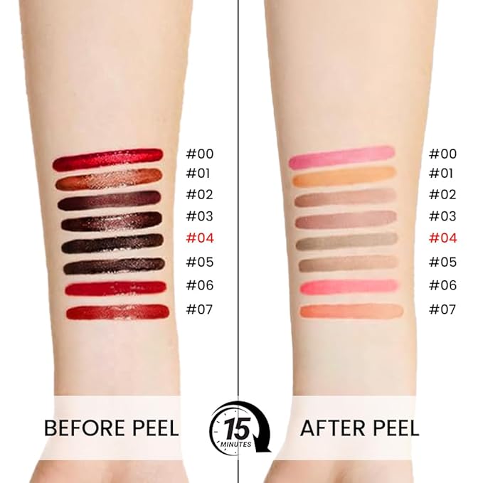 Matte Lip Stain Peel Off Lip liner with Tweezer, Light Taupe Peel Off Lip Stain, Long Lasting Waterproof Lipstick Lip Gloss Tattoo, Transfer-proof for All Skin Types, 0.12 fl oz 04#