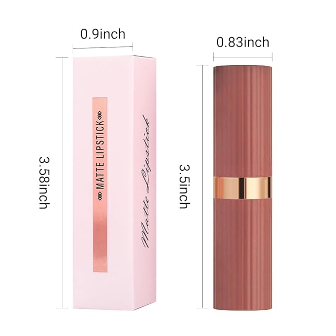 Rose Red Lip Stick,Matte Cream Lipstick Set for Women,Long Lasting Waterproof Smudge Proof Velvet lipsticks Crayon,Lip Makeup Kit Travel Size,Vegan & Cruelty-free (Pack of 1)