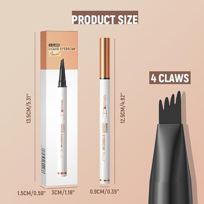Eyebrow Pencil, Microblading Eyebrow Pencils for Women, Premium Magic 3D Waterproof Microblading Eyebrow Pen 4 Fork Tip Tattoo Pencil, Eye Brow Makeup Long-Lasting for Women (Light Coffee)