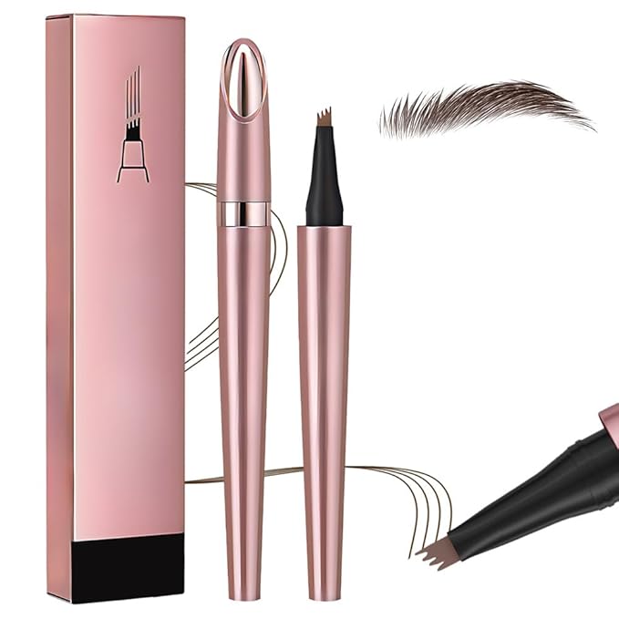 2025 Premium Microblading Eyebrow Pen, Waterproof Eyebrow Pencil, Eye Brow Pen with 4 Tip, Natural Magic Eyebrow Makeup Fine Stroke Contouring Pencil Long-Lasting Stay on All Day (Light Brown)