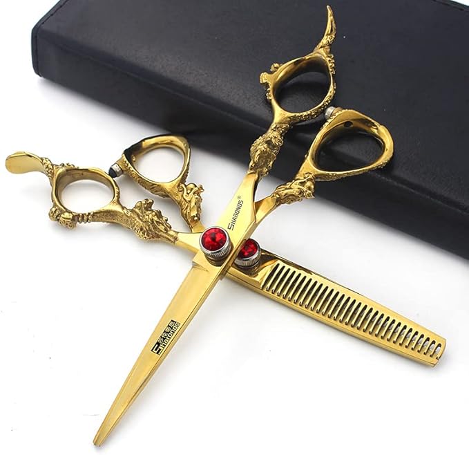 5.5/6 /7 Inch Purple Dragon Knight Professional Japanese Hair Scissors Barber Scissors Set (6 inch 2pc-B)
