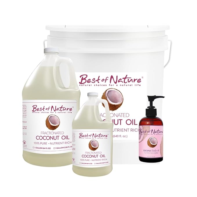 Best of Nature 100% Pure Fractionated Coconut Oil - Liquid MCT Massage & Body Oil, Unscented Moisturizer for Hair, Skin, Face, Aromatherapy Carrier for Essential Oils, 8 oz