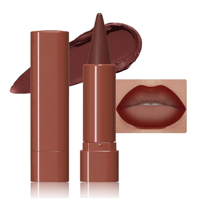 Wine Gradient Matte Lipstick Crayon Lip Liner pencil for Women, Flawless Contour Gradual Ombre Effect Lip Liner Thick Pencil, Long Lasting Waterproof Smudge Proof Lipstick Pencil 08#