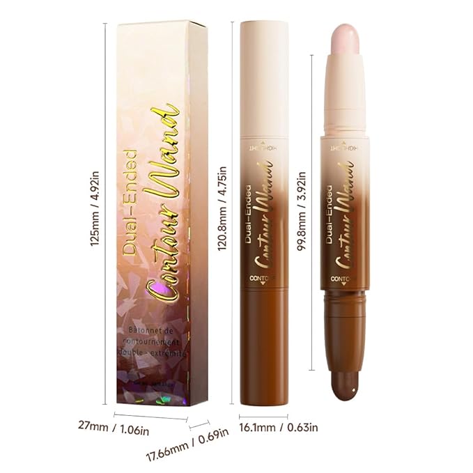 evpct Darker Nude & Light Pink Cream Contour Stick Face Body Makeup Dual Ended, no Transfer Waterproof 2 in 1 Cream Concealer Stick Contouring Makeup, Nose Contour Bronzer Sticks Face Highlighter
