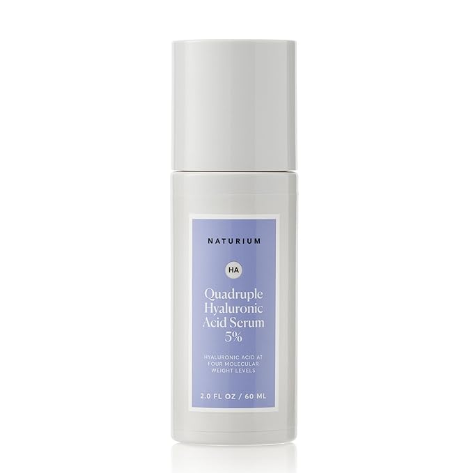 Naturium Quadruple Hyaluronic Acid Serum 5% Jumbo, Hydrating & Plumping Face Serum, Anti-Aging & Moisturizing Skin Care, Fragrance-Free, 2 oz