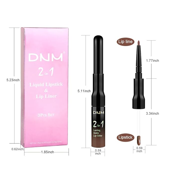 3Pcs 2 in 1 Pale Neutral True Nude Matte Lip Liner and Liquid Lipstick Stain Makeup Set for women, Long Lasting Smudge Proof Lip Tint Matte Finish Lip Gloss for All-Day Color Hold, Set30