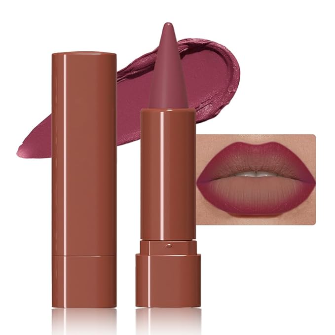 Matte Lip Crayon Lip Liner and Lipstick Combo Sets, Mauve Gradient Matte Lip Bar And Lip Liner Set, Contour Gradual Ombre Effect Lip Pencil For Old Women, Long Lasting Waterproof Smudge Proof