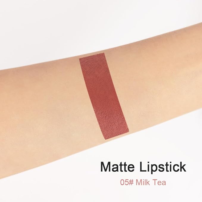evpct 1Pcs Nude Beige Matte Lipstick and Lip Crayon Liner Pencil Pen Set for Women Lip Stain Long Lasting Waterproof labiales mate magicos 24 horas originales pintalabios permanente 24 horas 05