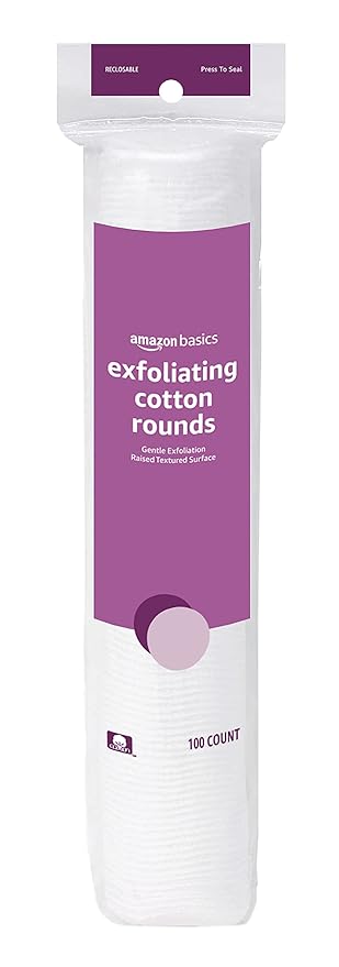 Amazon Basics Exfoliating Cotton Round, 600 Count (6 Packs of 100) (Previously Solimo)