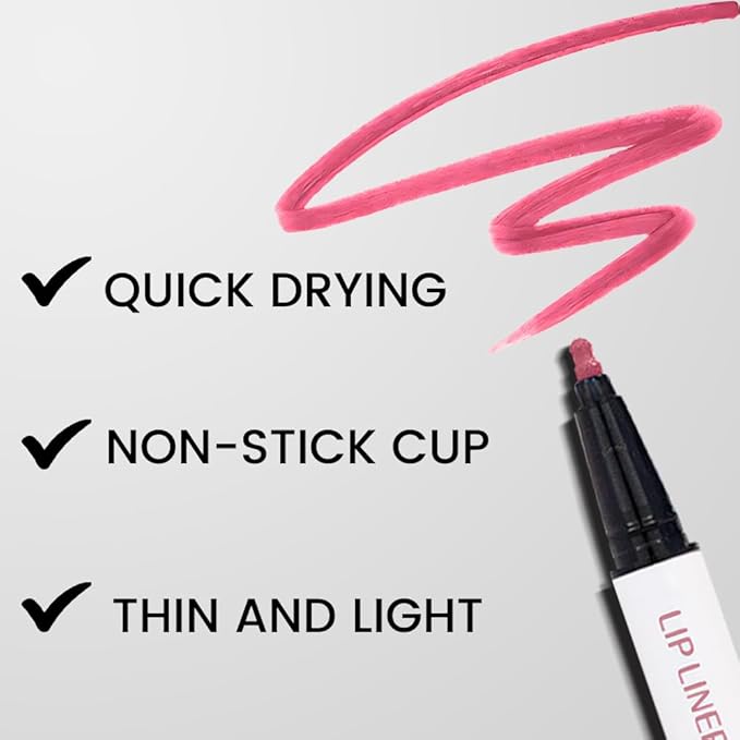 Kaely Dusty Pink Longwear Liquid Lip Liner Waterproof, 24 Hour Long Lasting Lip Liner Stain Marker Pen, 2-in-1 Matte Semi Permanent Lipliner & Lipstick, Vegan & Cruelty-Free, 10
