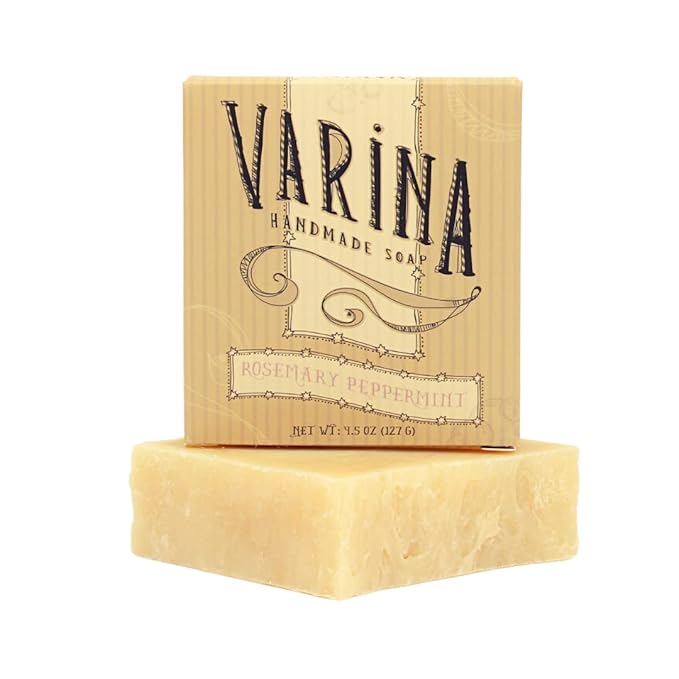 Organic Rosemary Peppermint Bar Soap - Gentle Cleansing for Sensitive Skin, Herbal and Mint - 3 Pack