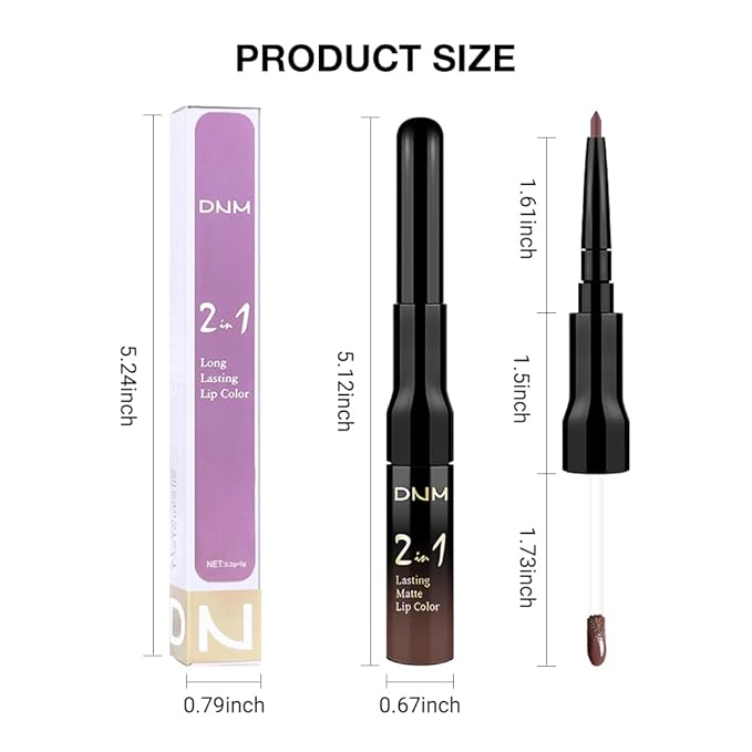 evpct 1Pcs Dark Deep Brown Chocolate Matte Lip Liner and Liquid Lipstick Stain Makeup Set for women, Long Lasting Smudge Proof Lipstick labiales matte mate larga duracion listip 24 hours originales,06