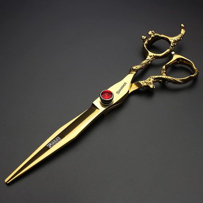 6 inch /7 inch salon professional salon scissors salon hairdresser hair cutting hairstyle pruning tools Japan 440c high hardness stainless steel golden (Gold)