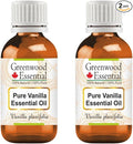 Greenwood Essential Pure Vanilla Essential Oil (Vanilla planifolia) Steam Distilled (Pack of Two) 30ml X 2 (2 oz)