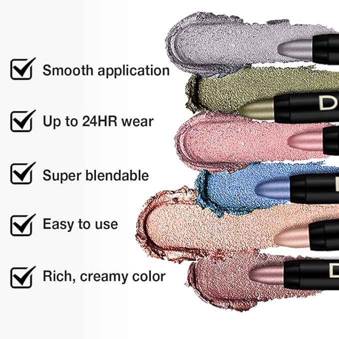 evpct Copper Brown Shimmer Cream Eye Shadow Sticks Brightener Pencils for Women, Bronze Brown Silky Eyeshadow Applicator Stick Pen Waterproof, Crease-Proof Stick Eyeshadow Shimmer Eye Makeup 73