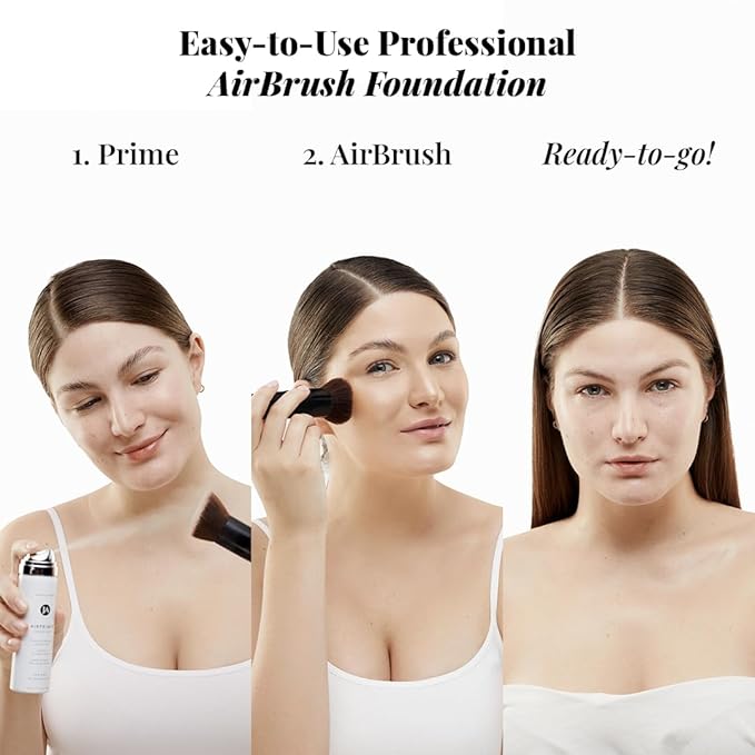 MagicMinerals AirBrush Foundation Set by Jerome Alexander – 3pc Set Includes AirFinish, Foundation and Kabuki Brush - Spray Makeup with Anti-aging Ingredients for Smooth Radiant Skin (Dark Espresso)