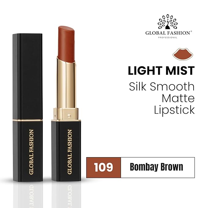 Global Fashion Silk Smooth Matte Lipstick – Long-Lasting, Luxurious Color, Rich Hydration, Lightweight Formula, Lightweight Matte Lip Color for Women, Available in Multiple Shades (109, 0.12 oz)