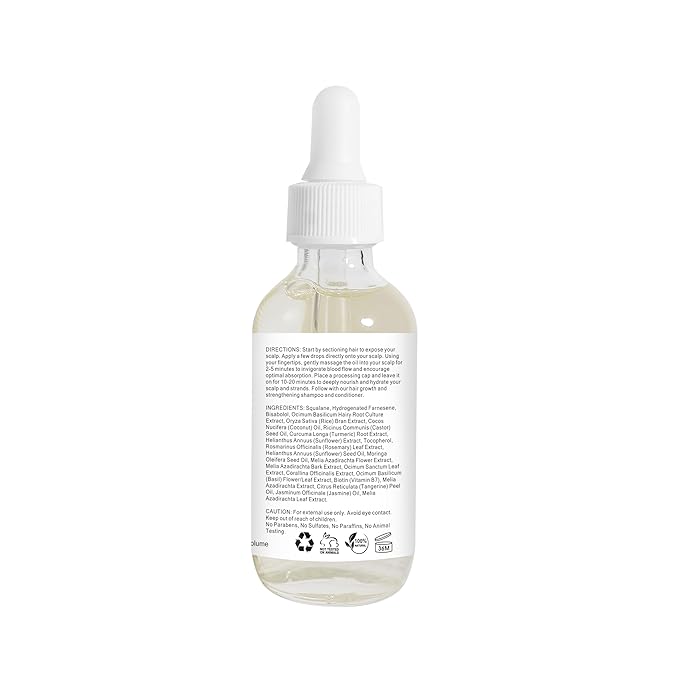 Pre Wash Hair Oil – USDA Certified Organic Scalp Oil Hair Growth Treatment with Rosemary & Biotin, Pre-Shampoo Serum for Thinning Hair & Hair Loss – 2 Fl Oz