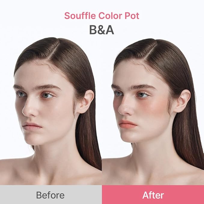 dasique Souffle Color Pot #02 Pomelo Pudding – Makeup Blush, Buildable Silky-Smooth Texture, Build-In Mini Brush, Multi-Use For Cheek and Lip