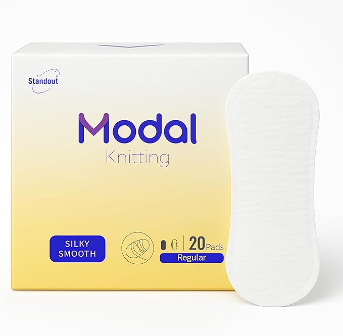MODAL Panty Liners for Women, Unscented Sanitary Pads Without Wings, Daily Thin Panty Liners, 6.1 Inch(155 mm), Regular, 20 Count