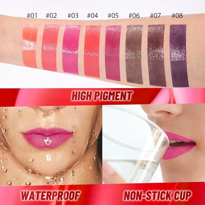 Hot Pink Peel off Lip Stain Lip Oil Dual Ended Combo Set with Tweezer, 2 in 1 Lips Liner Stain Oil Long Lasting Waterproof, High Pigmented Flawless Lips Tint Stick Not Faded Vegan & Cruelty-free